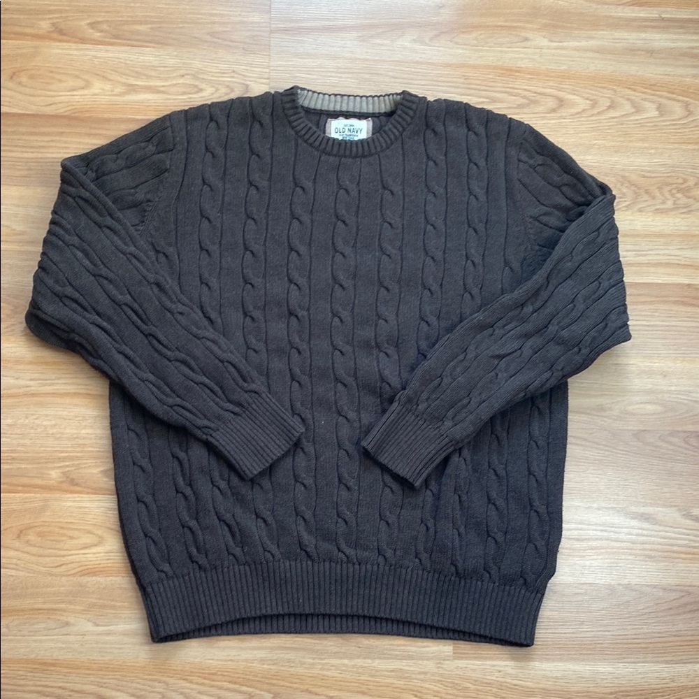Old Navy Men’s Cable Knit Sweater- Brown- XL